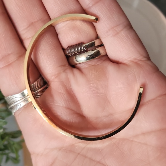 BaubleBar Gold Plated Initial S Cuff Bracelet - Picture 3 of 11